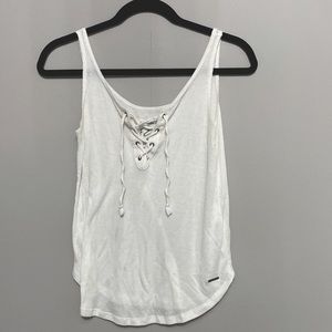 Abercrombie and Fitch white tank top with ties in front, size small
